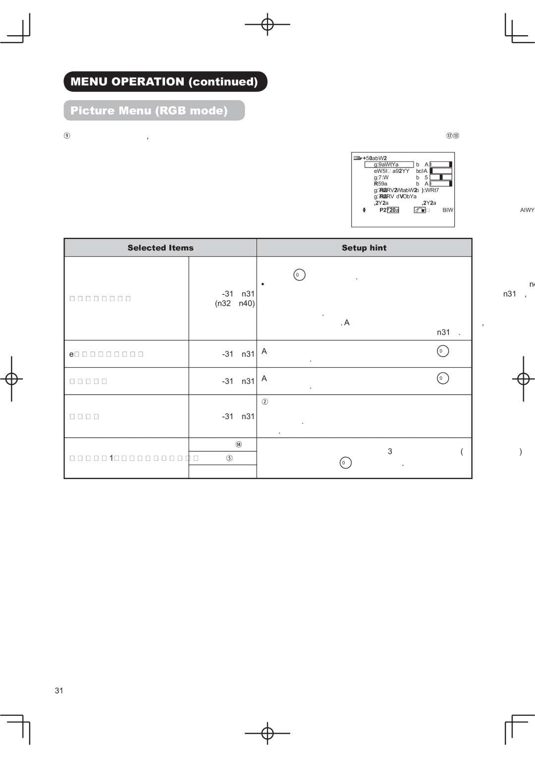 Hitachi 50PD9800TA manual 3LFWXUH0HQX5*% RGH, Exwwrq, Froru Rro 