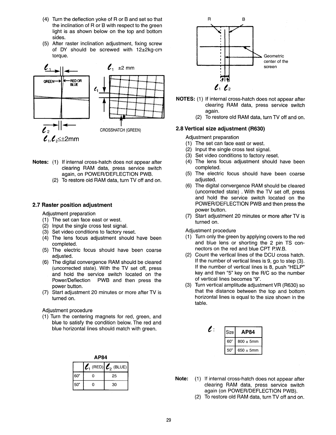 Hitachi 60SBX78B, 50SBX78B service manual +2 mm, Twa4, Vertical size adjustment R630 