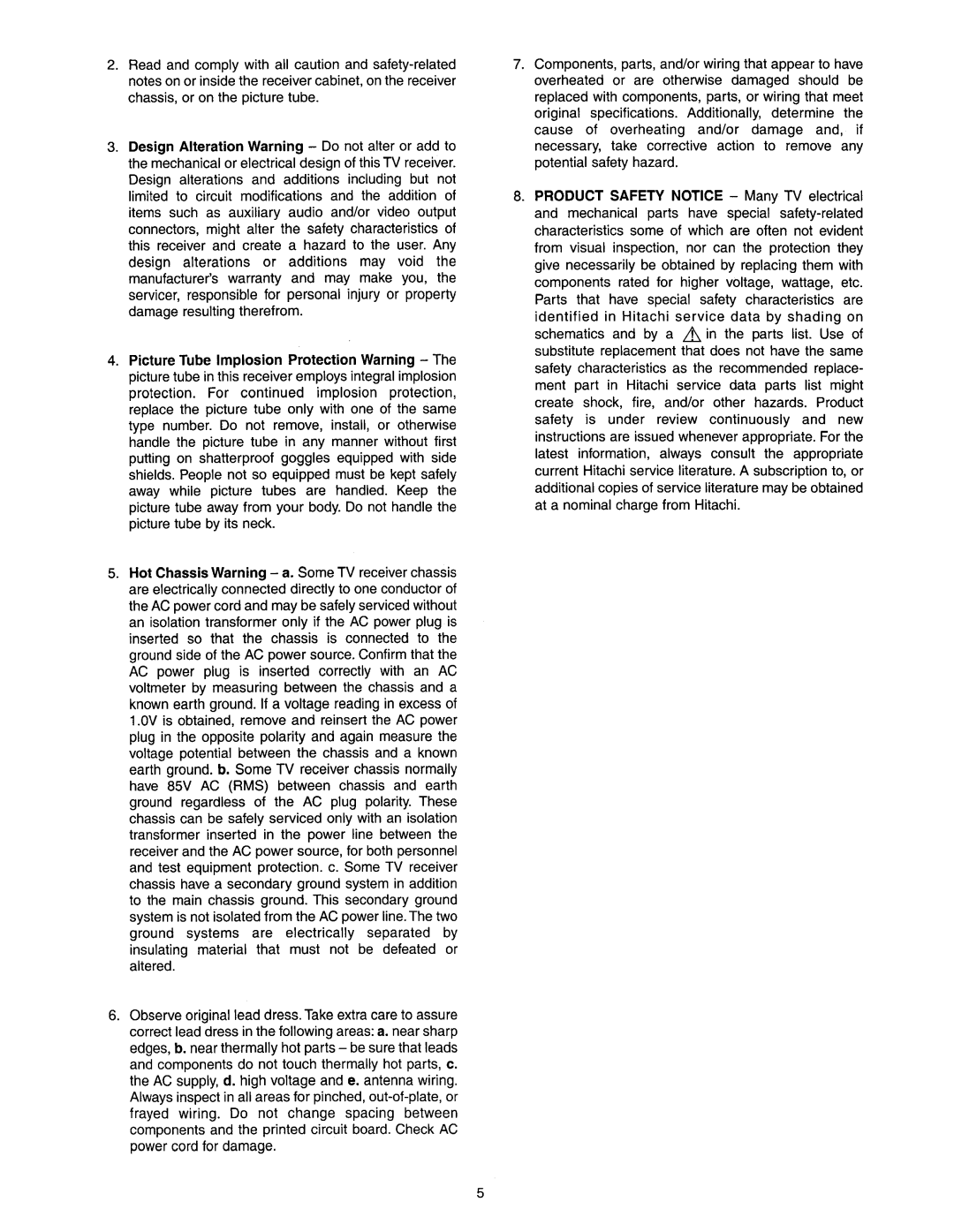 Hitachi 60SBX78B, 50SBX78B service manual 