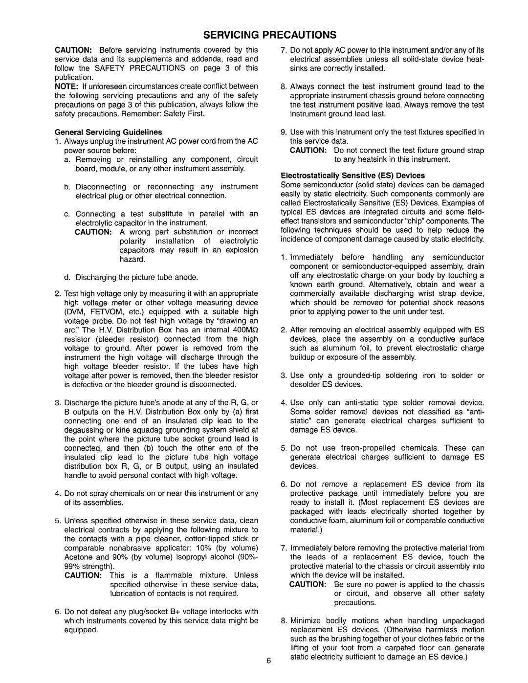 Hitachi 50SBX78B, 60SBX78B service manual Servicing Precautions, Immediately before handling any semiconductor 