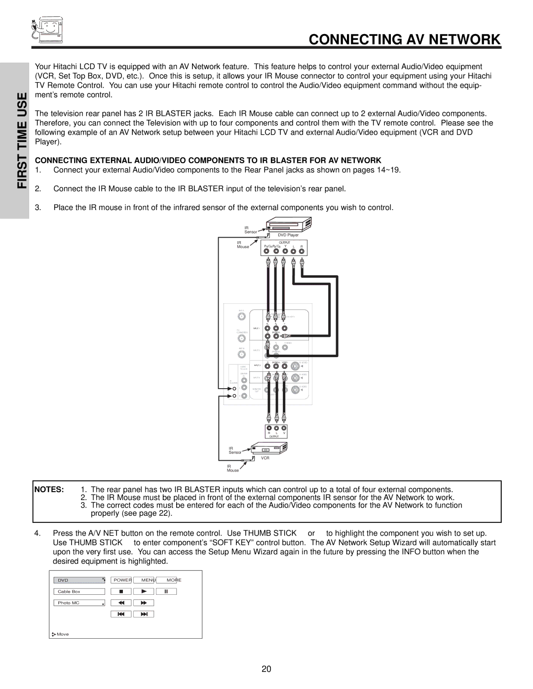 Hitachi 50V500, 60v500 important safety instructions Connecting AV Network, Mouse 