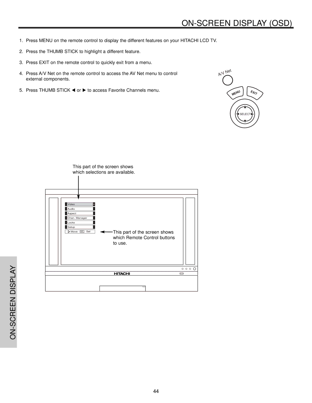 Hitachi 50V500, 60v500 important safety instructions ON-SCREEN Display OSD 