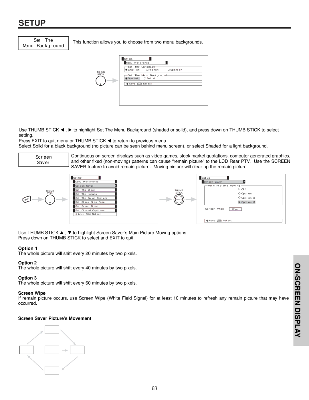 Hitachi 60v500, 50V500 important safety instructions Set Menu Background, Screen, Saver 