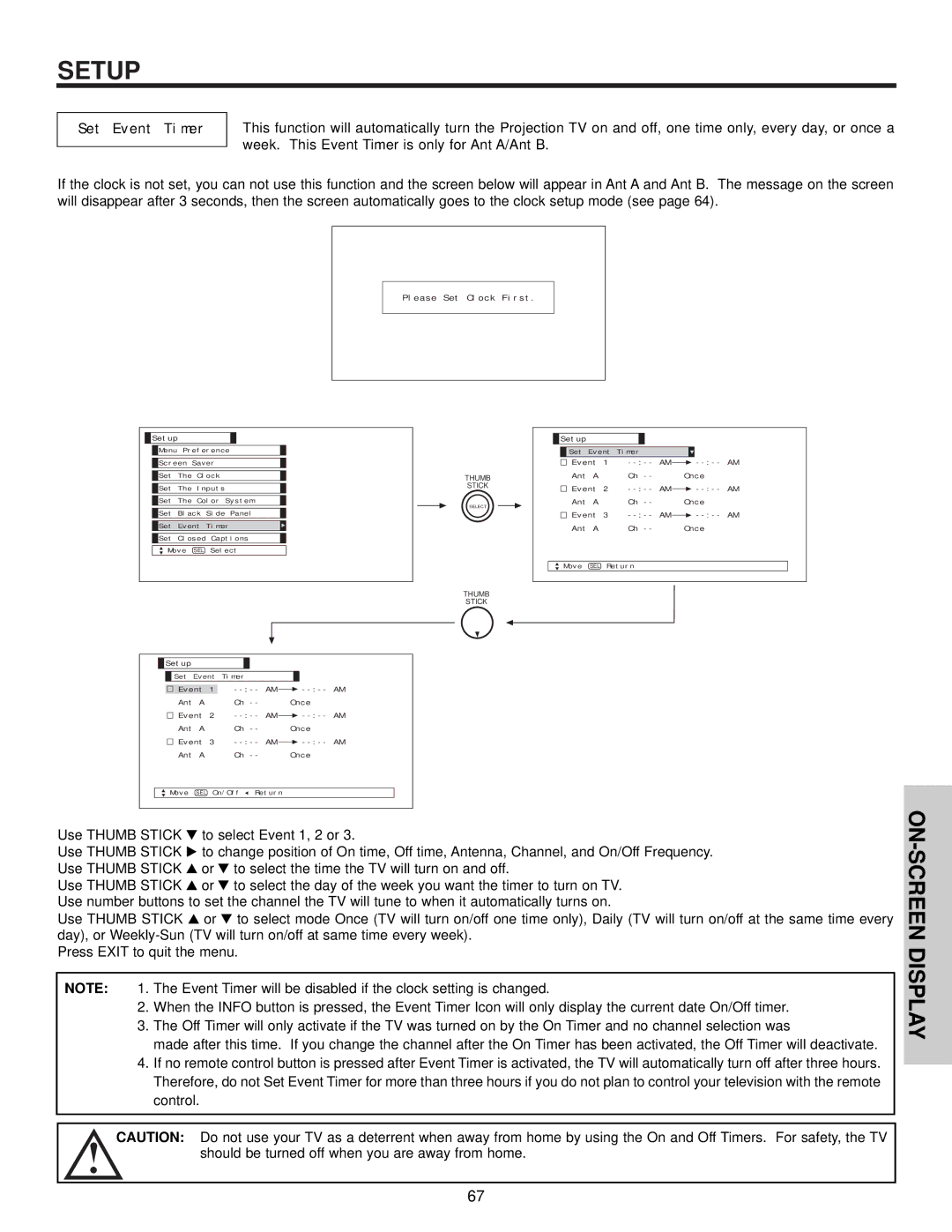 Hitachi 60v500, 50V500 important safety instructions Set Event Timer, Please Set Clock First 