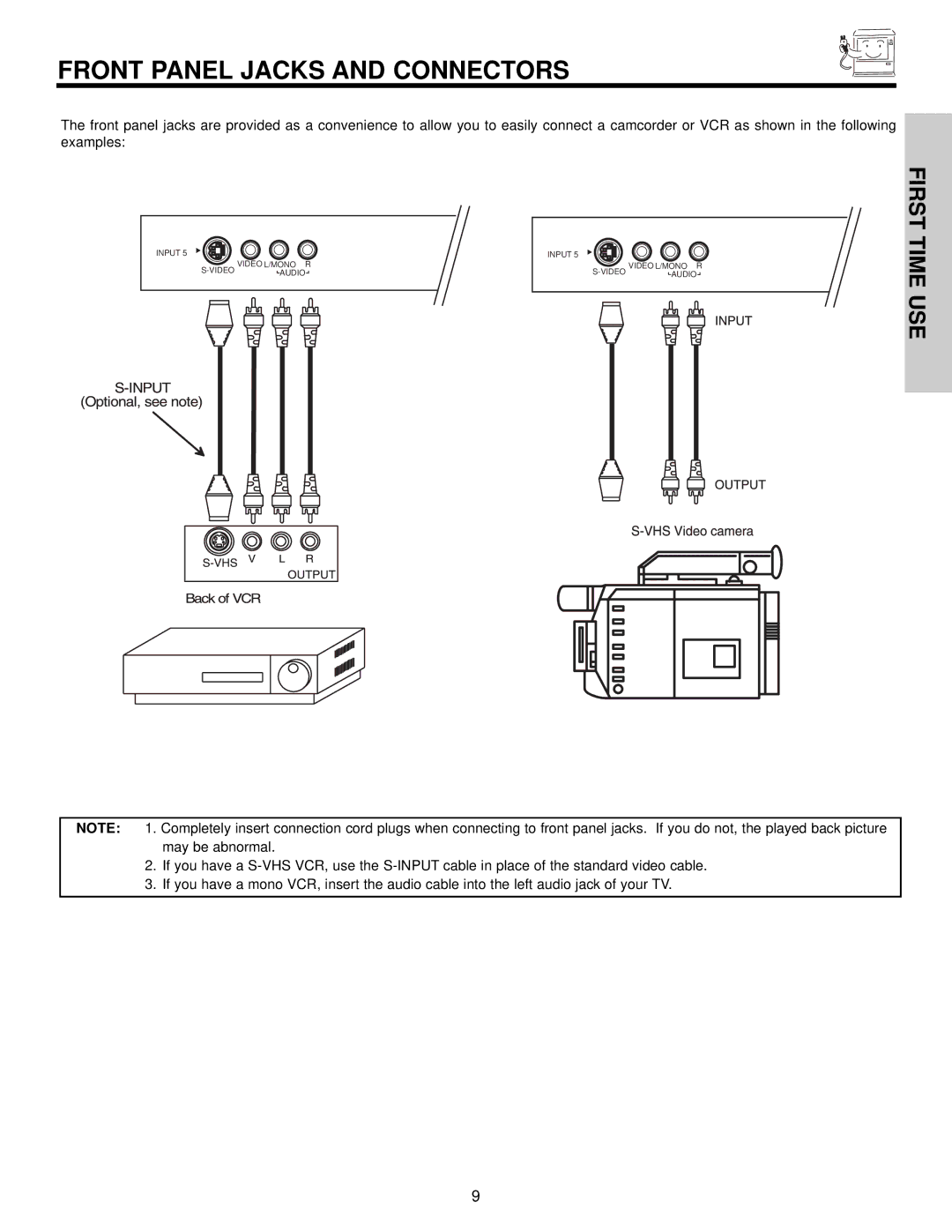 Hitachi 60v500, 50V500 important safety instructions Front Panel Jacks and Connectors 