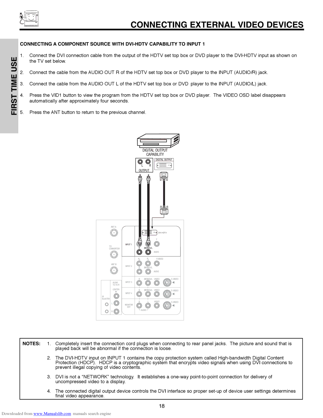 Hitachi 60V500E, 50V500G, 50V500E, 50V500A, 60V500A important safety instructions Digital Output Capability 