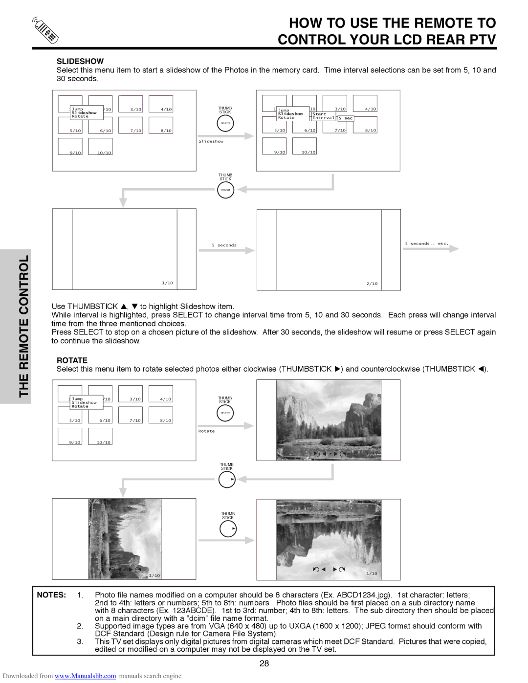 Hitachi 60V500E, 50V500G, 50V500E, 50V500A, 60V500A important safety instructions Slideshow, Rotate 