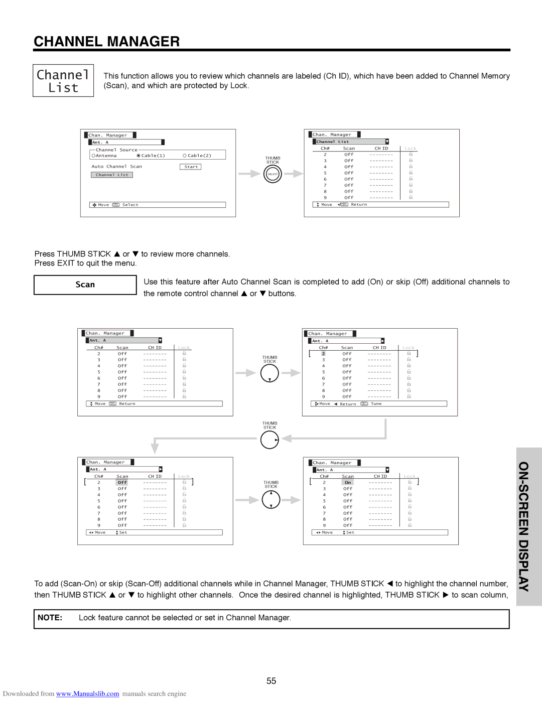 Hitachi 50V500G, 50V500E, 50V500A, 60V500E, 60V500A important safety instructions Channel List, Scan 