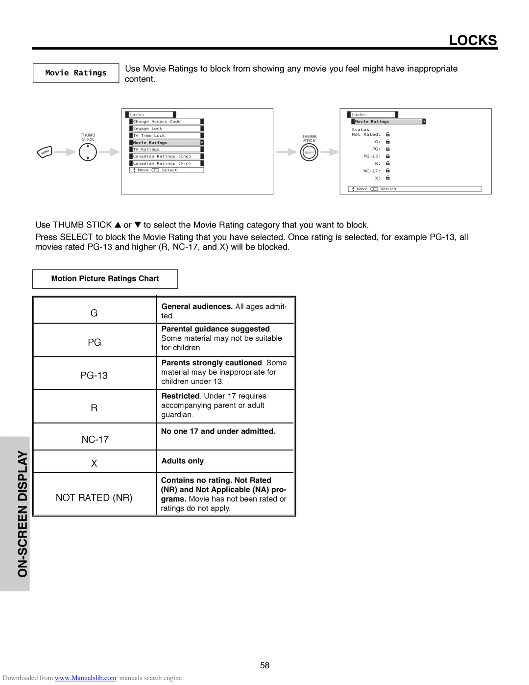 Hitachi 60V500E, 50V500G, 50V500E, 50V500A, 60V500A important safety instructions Movie Ratings 