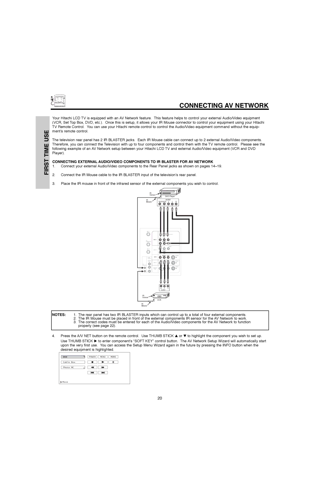 Hitachi 50V500G, 50V500E, 60V500E, 60V500A important safety instructions Connecting AV Network, Mouse 