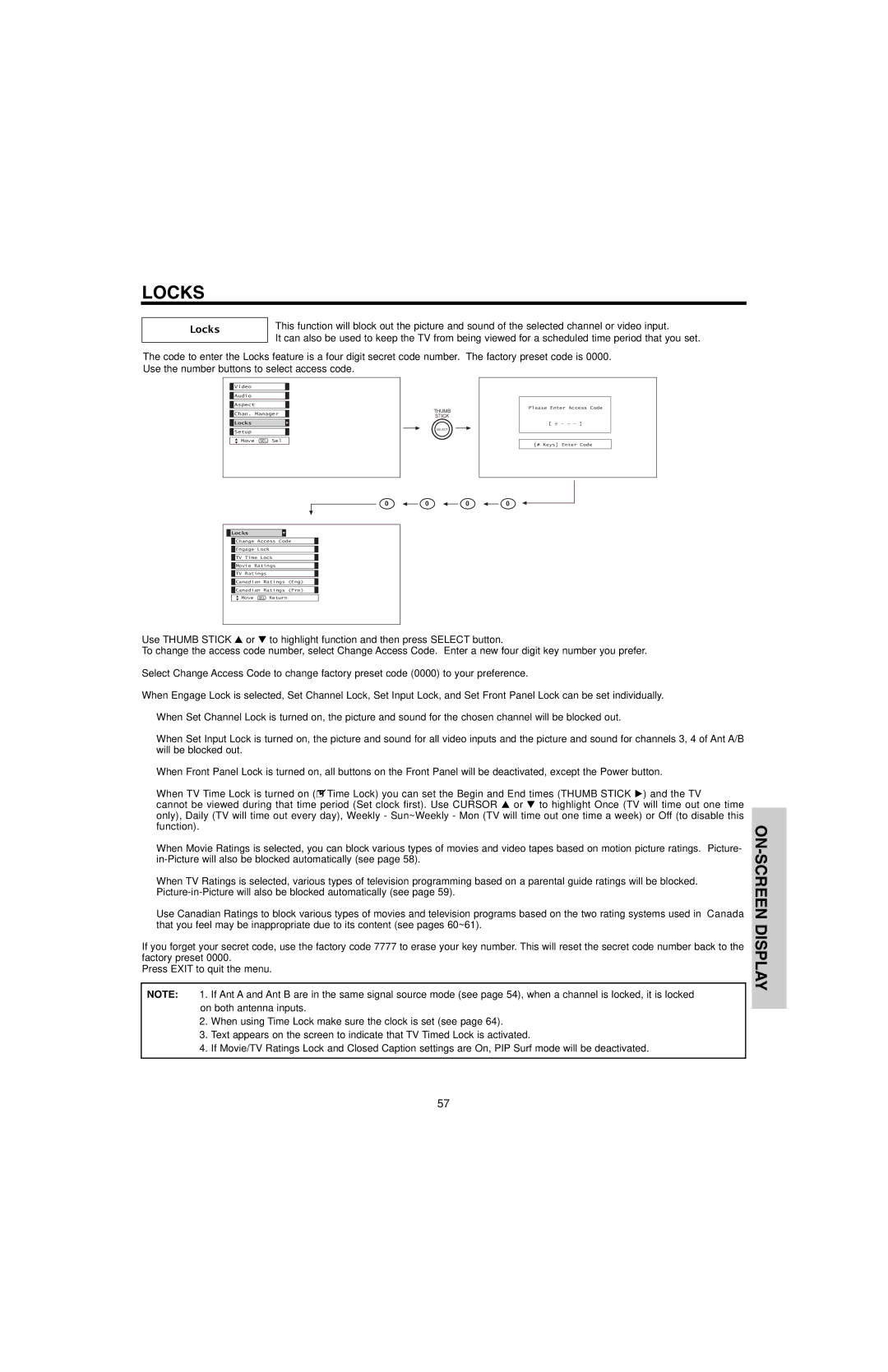 Hitachi 50V500E, 50V500G, 60V500E, 60V500A important safety instructions Locks 