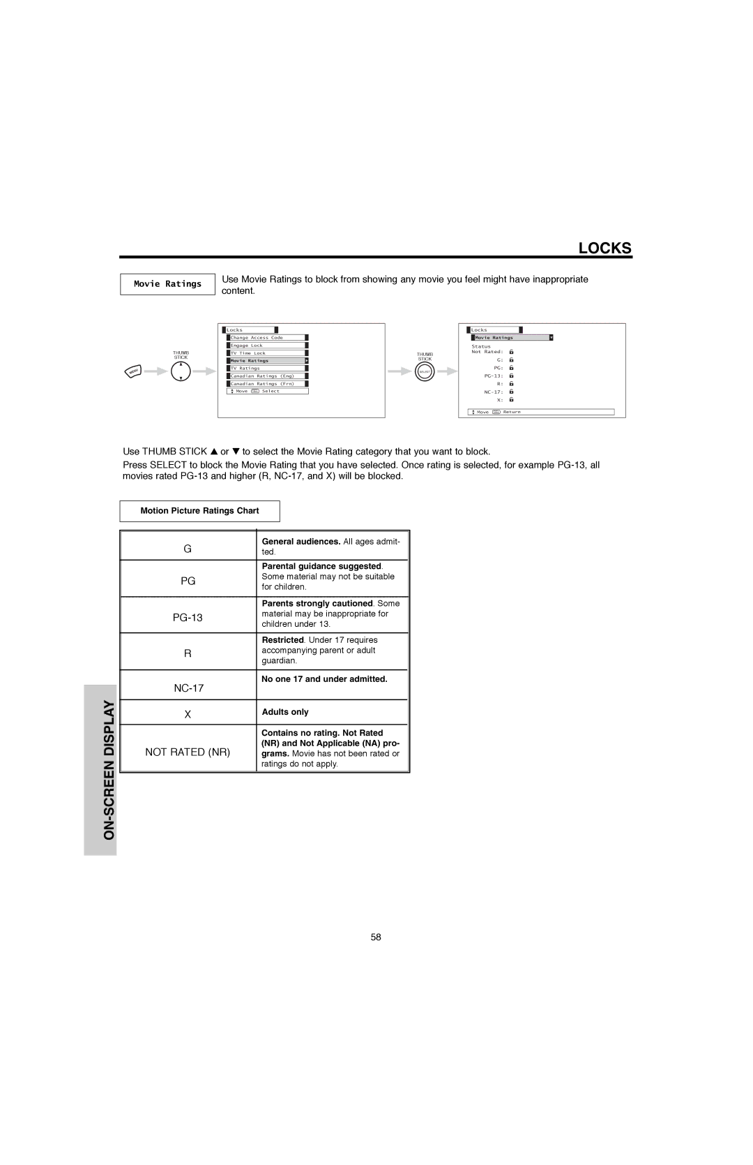 Hitachi 60V500E, 50V500G, 50V500E, 60V500A important safety instructions Movie Ratings 