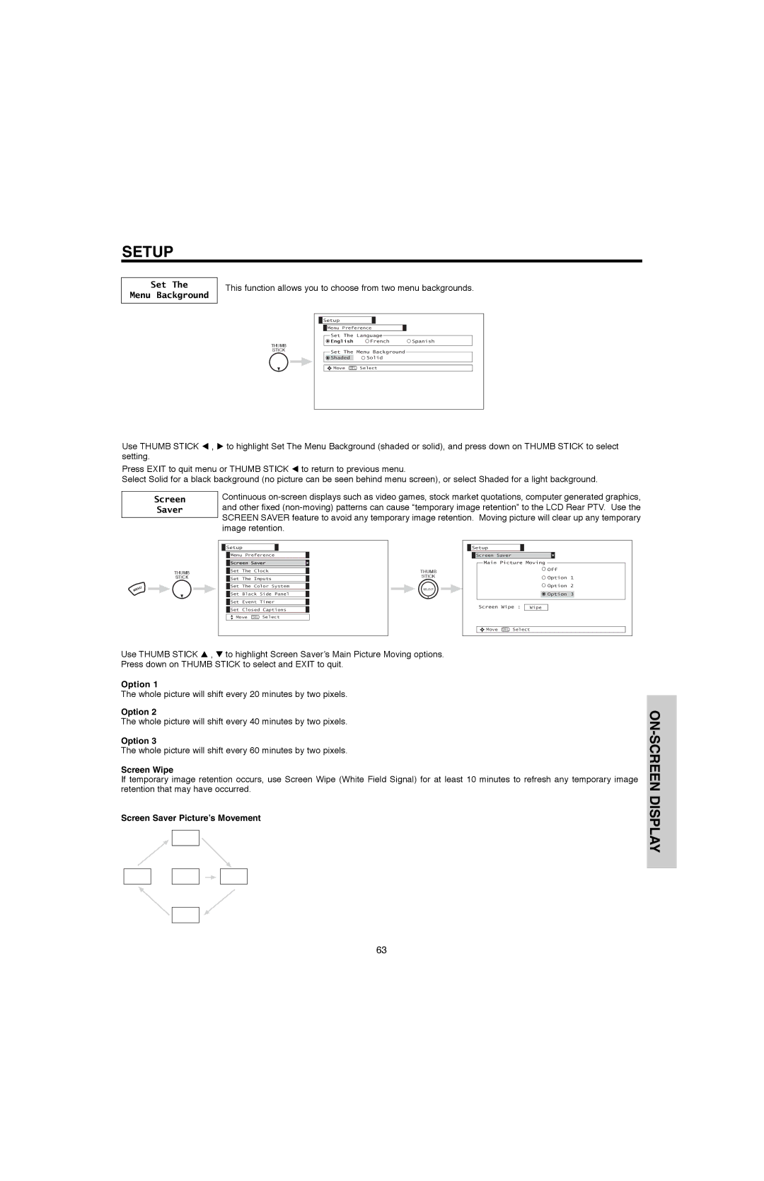 Hitachi 60V500A, 50V500G, 50V500E, 60V500E important safety instructions Set Menu Background, Screen, Saver 