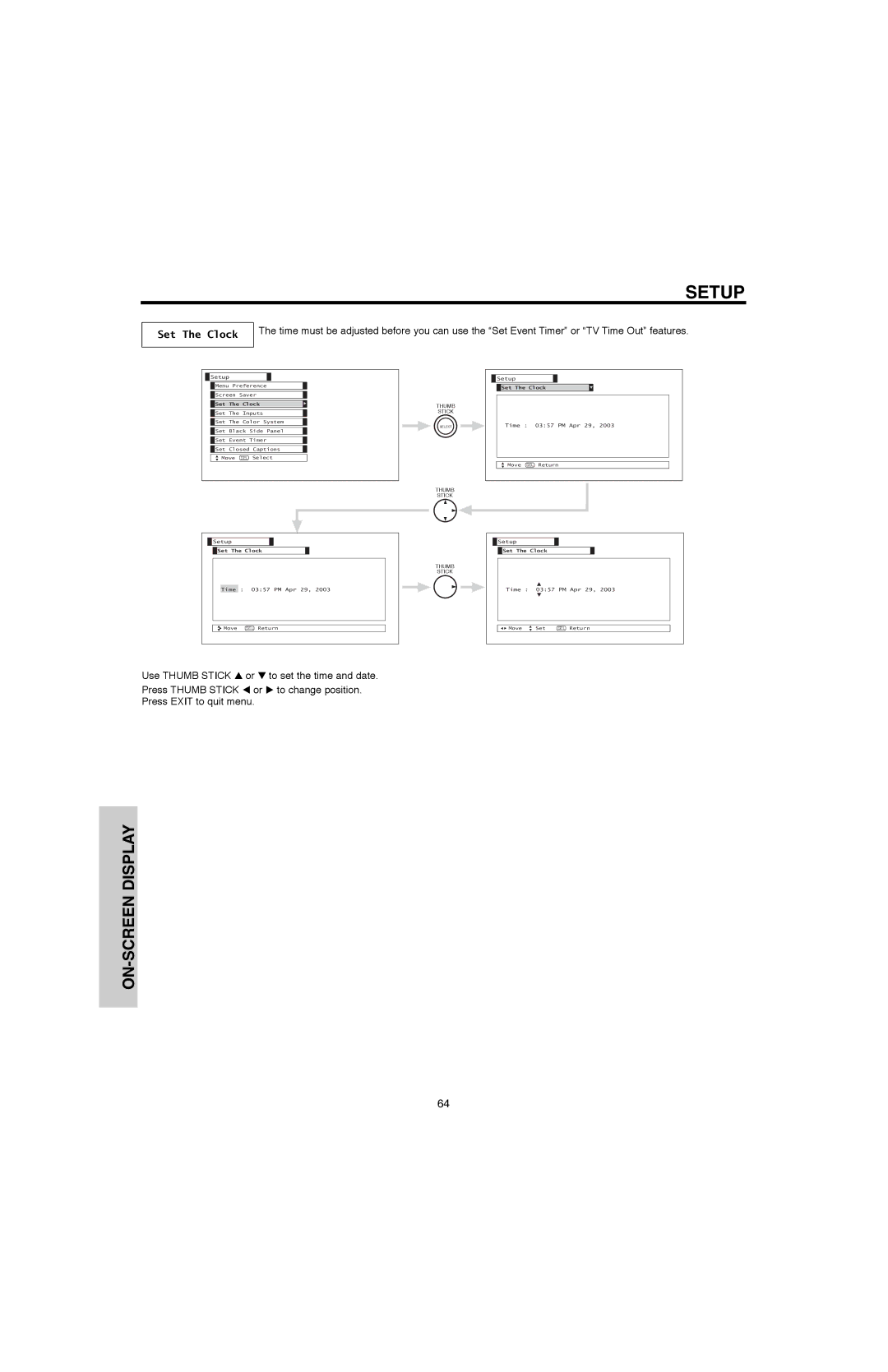 Hitachi 50V500G, 50V500E, 60V500E, 60V500A important safety instructions Set The Clock 