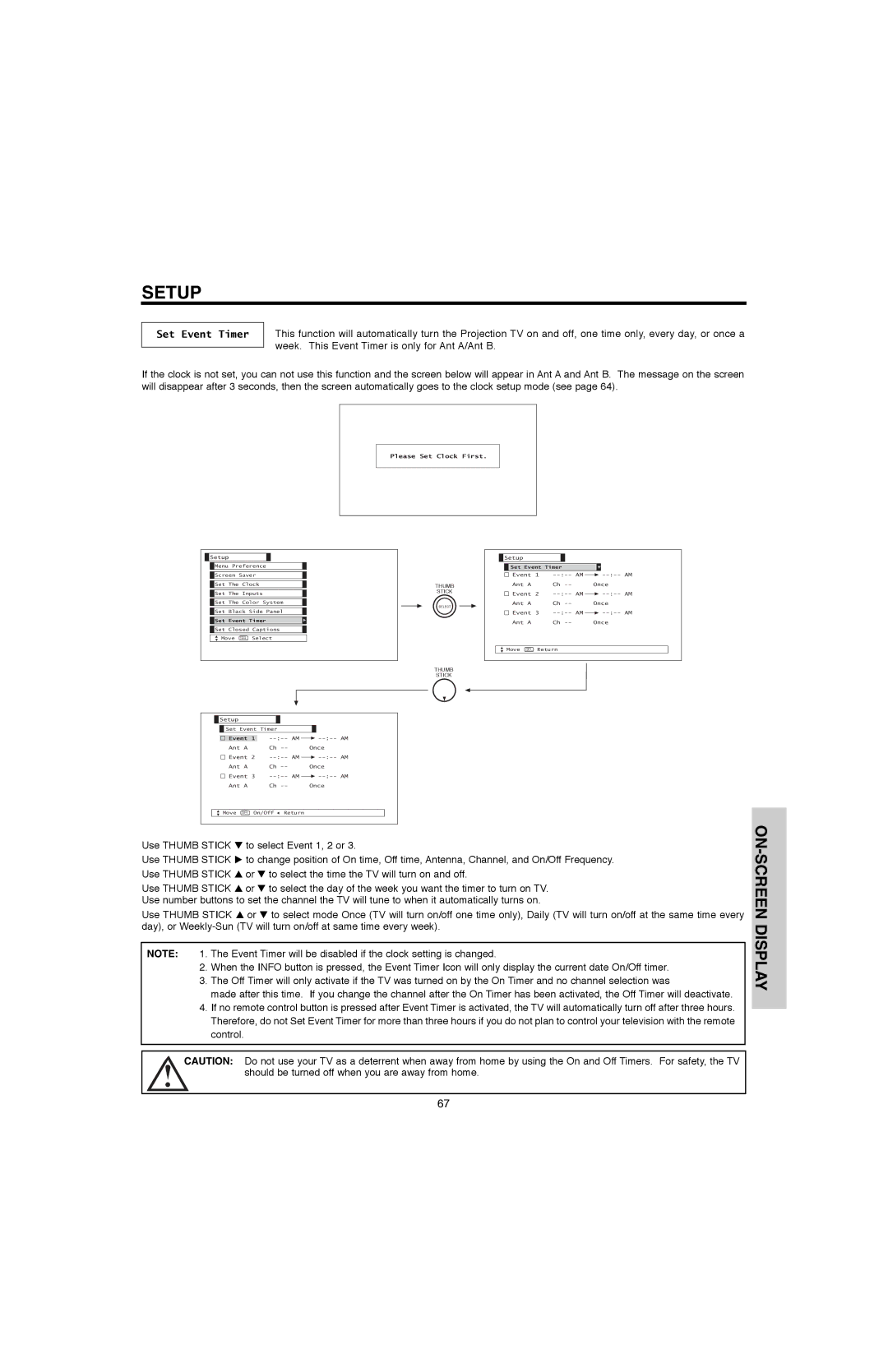 Hitachi 60V500A, 50V500G, 50V500E, 60V500E important safety instructions Set Event Timer, Please Set Clock First 