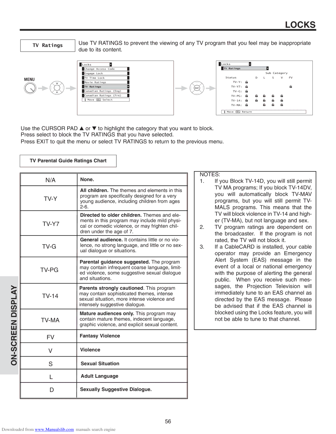 Hitachi 50V710, 50V715, 42V715, 60V710, 60V715 important safety instructions TV Ratings 