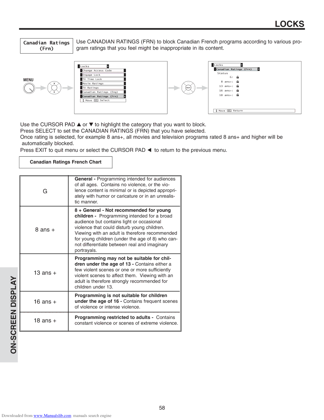 Hitachi 60V710, 50V715, 50V710, 42V715, 60V715 important safety instructions Canadian Ratings Frn 