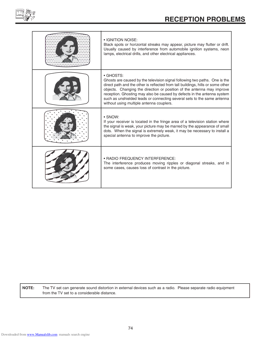 Hitachi 60V715, 50V715, 50V710, 42V715, 60V710 important safety instructions Reception Problems, Ignition Noise 