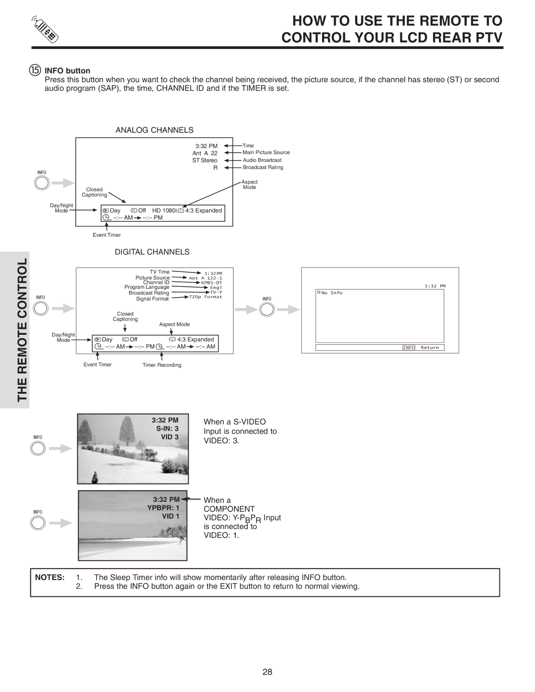 Hitachi 60V715, 50V715, 50V710, 42V715, 42V710 important safety instructions Info button, When a S-VIDEO, Video 