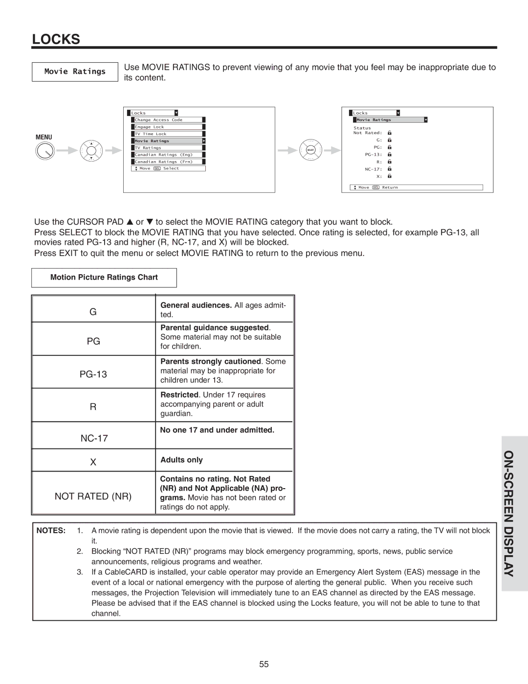 Hitachi 50V715, 50V710, 42V715, 60V715, 42V710 important safety instructions Movie Ratings 