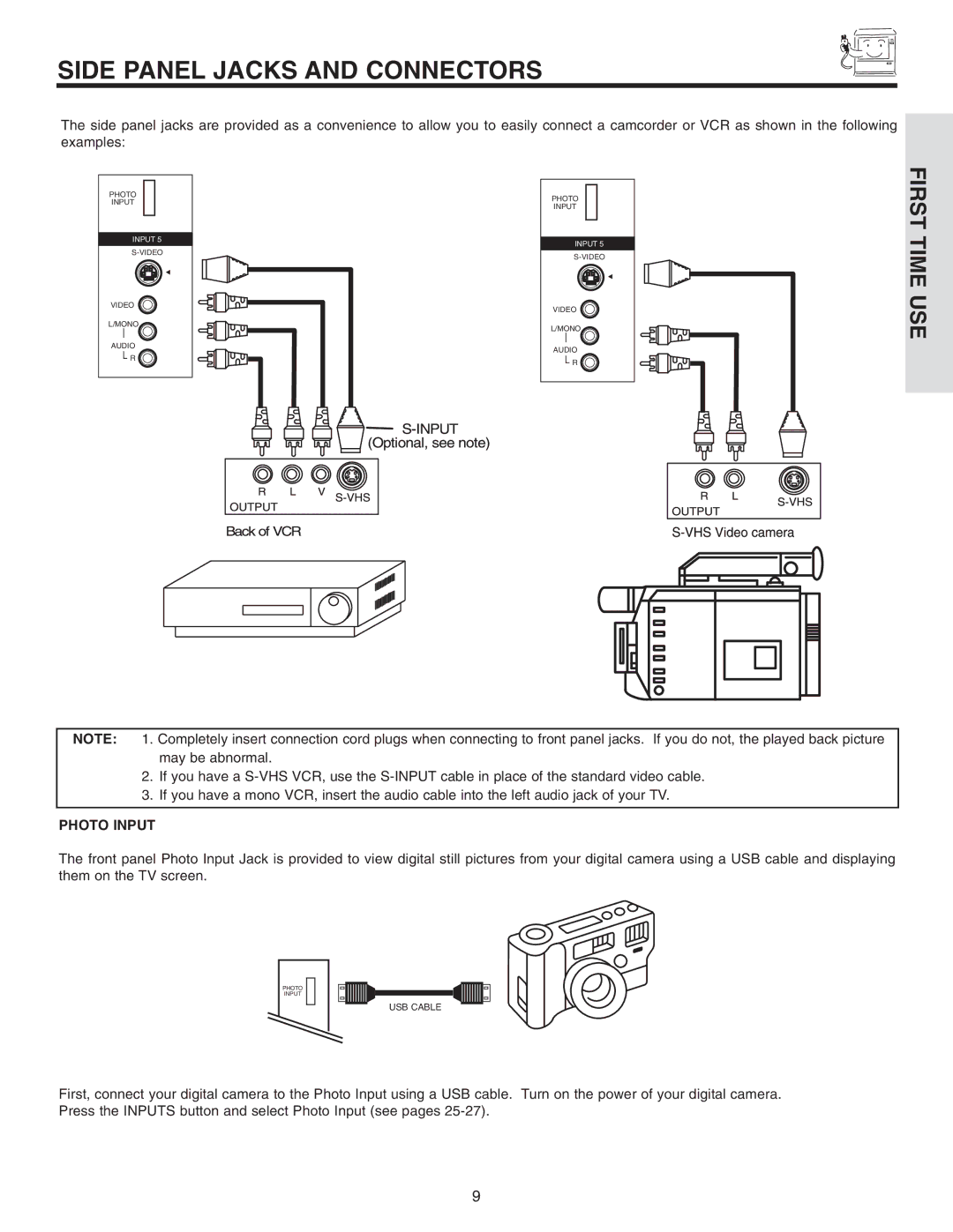 Hitachi 42V710, 50V715, 50V710, 42V715, 60V715 important safety instructions Side Panel Jacks and Connectors 