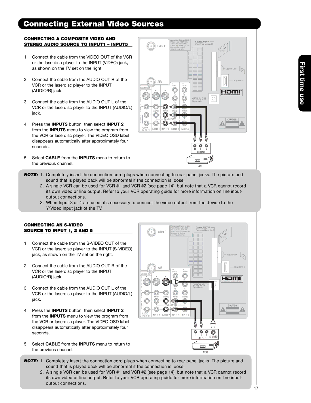 Hitachi 50V720 important safety instructions Connecting a Composite Video 