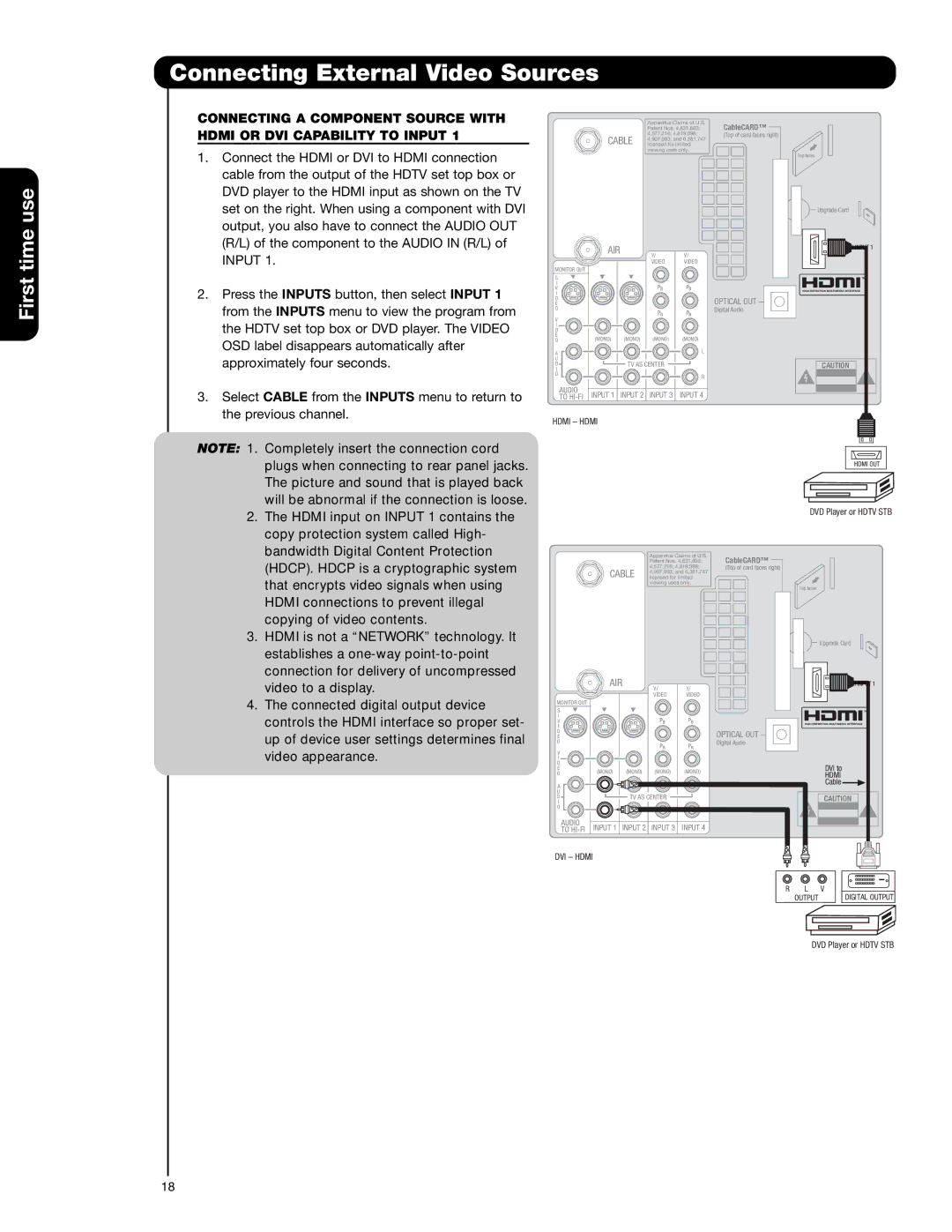 Hitachi 50V720 important safety instructions Input, Approximately four seconds 