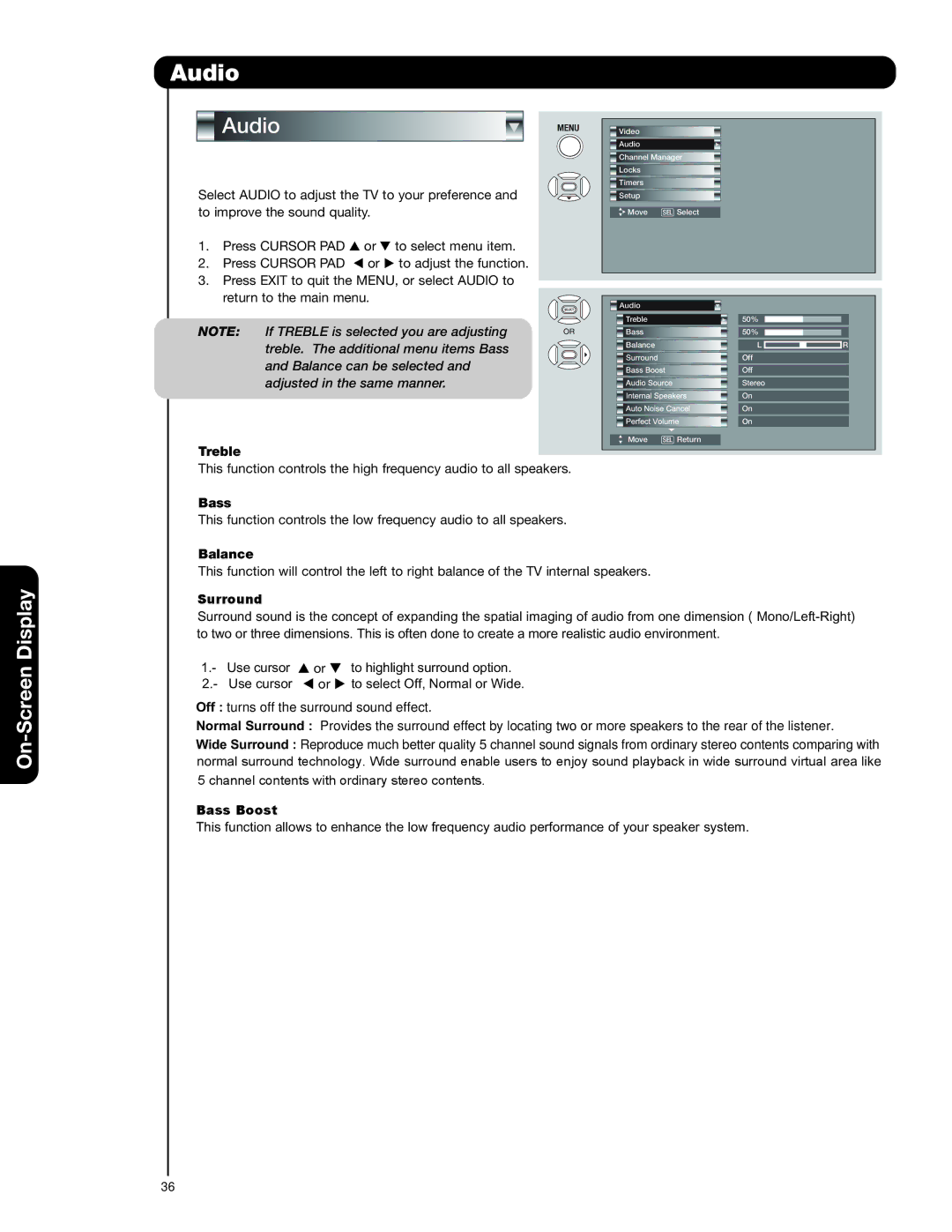 Hitachi 50VS69A, 55VS69A, 62VS69A important safety instructions Audio 