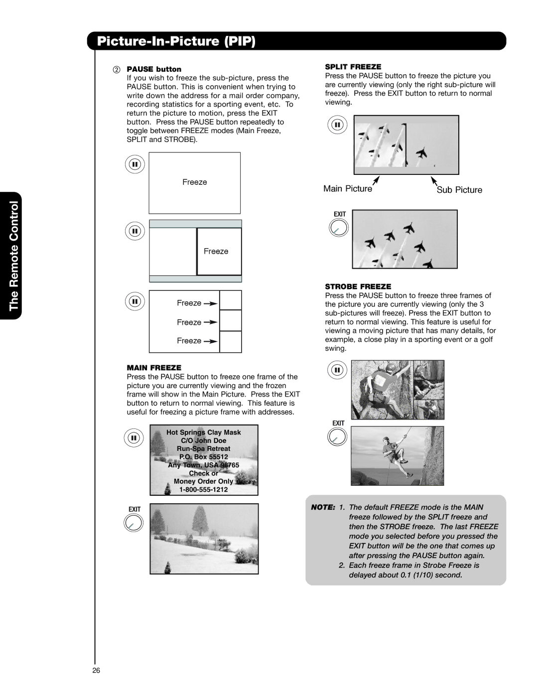 Hitachi 50VS69A 55VS69A important safety instructions Split Freeze, Main Freeze, Strobe Freeze 