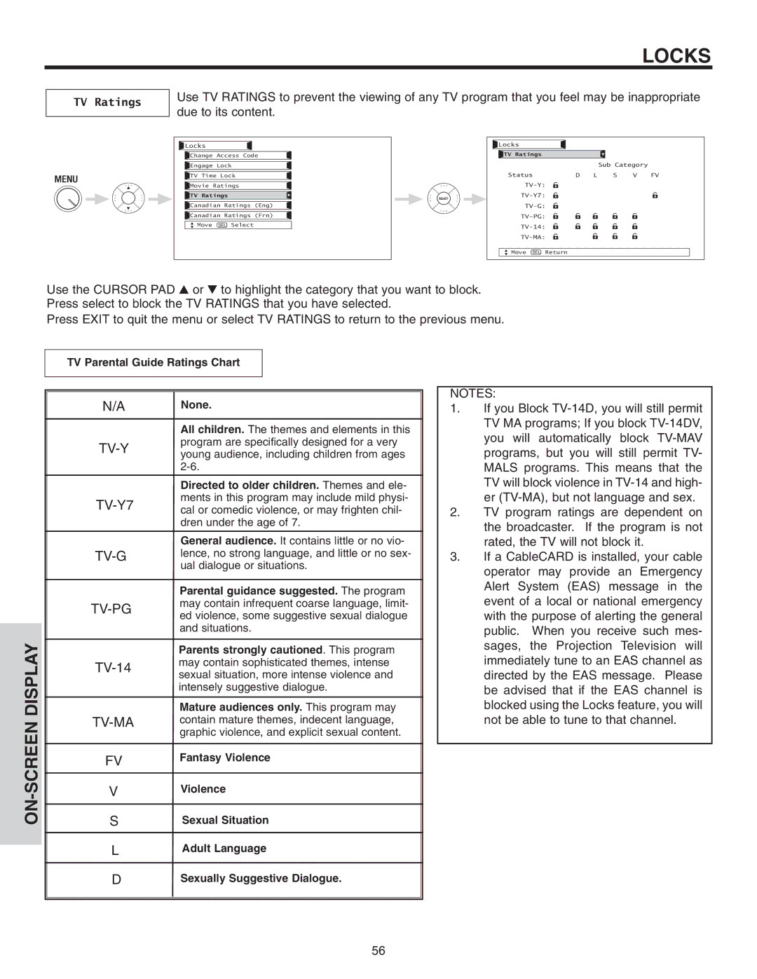 Hitachi 50VS810 important safety instructions TV Ratings 