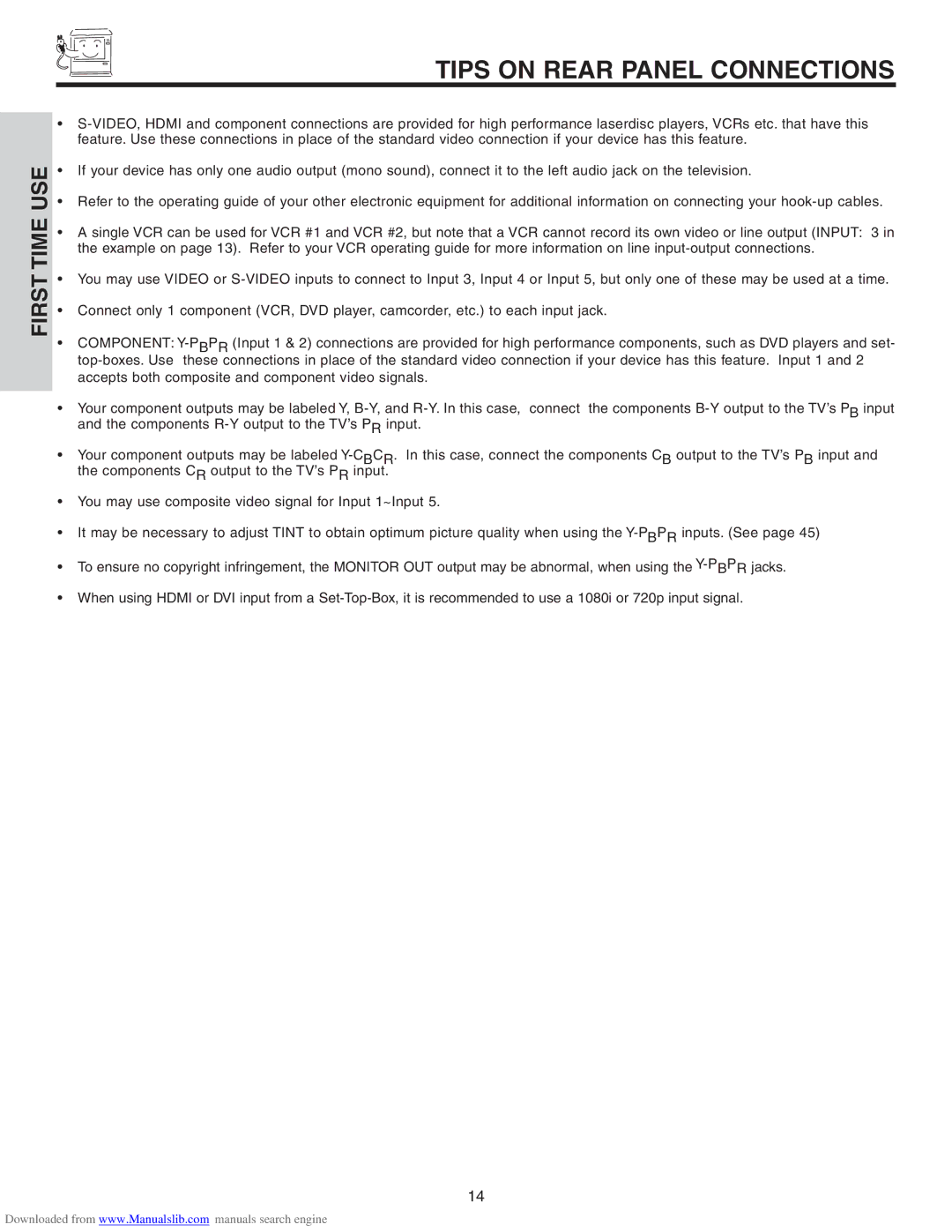 Hitachi 50VS810A, 70VS810, 60VS810A important safety instructions Tips on Rear Panel Connections 