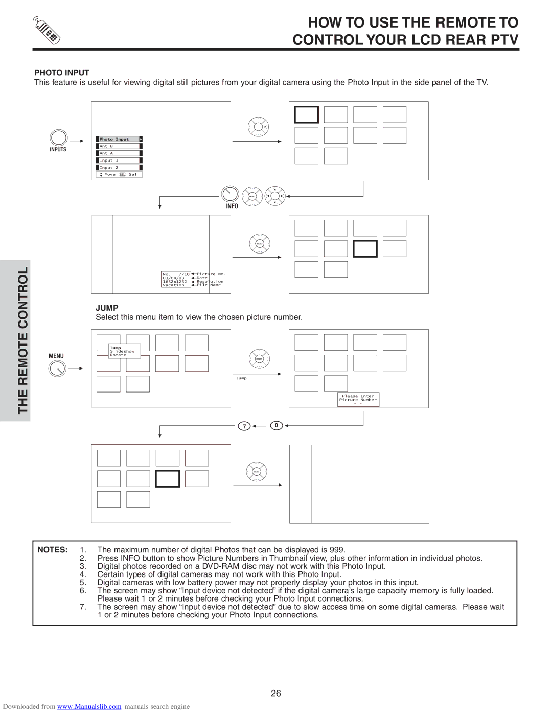 Hitachi 50VS810A, 70VS810, 60VS810A important safety instructions Photo Input, Jump 