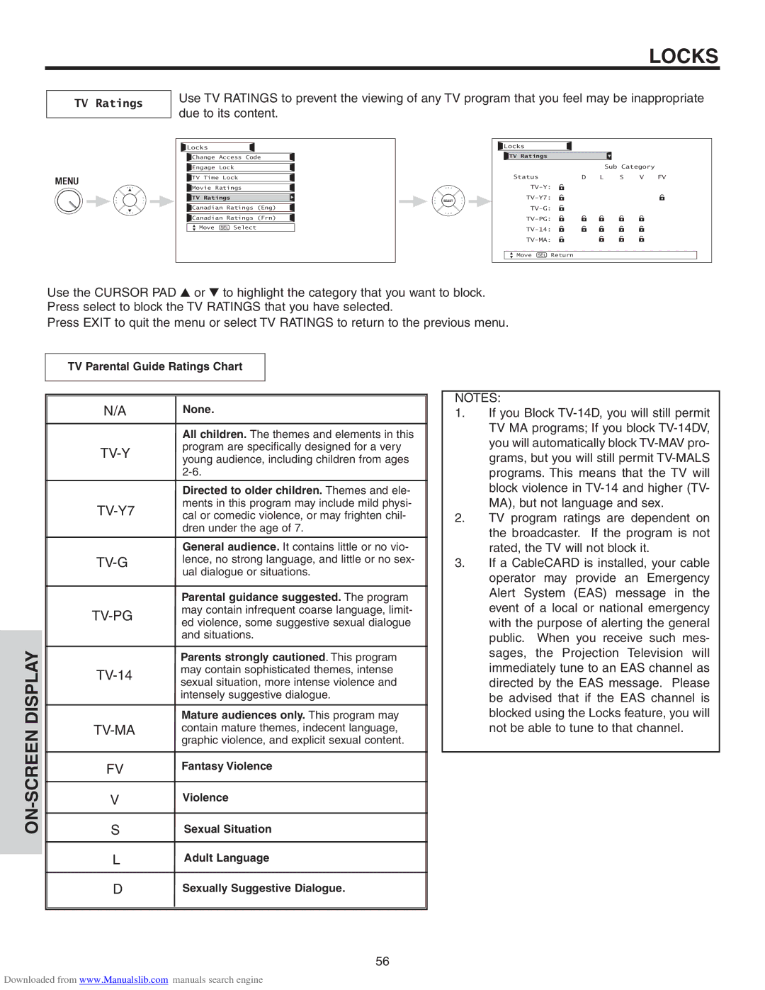 Hitachi 50VS810A, 70VS810, 60VS810A important safety instructions TV Ratings 