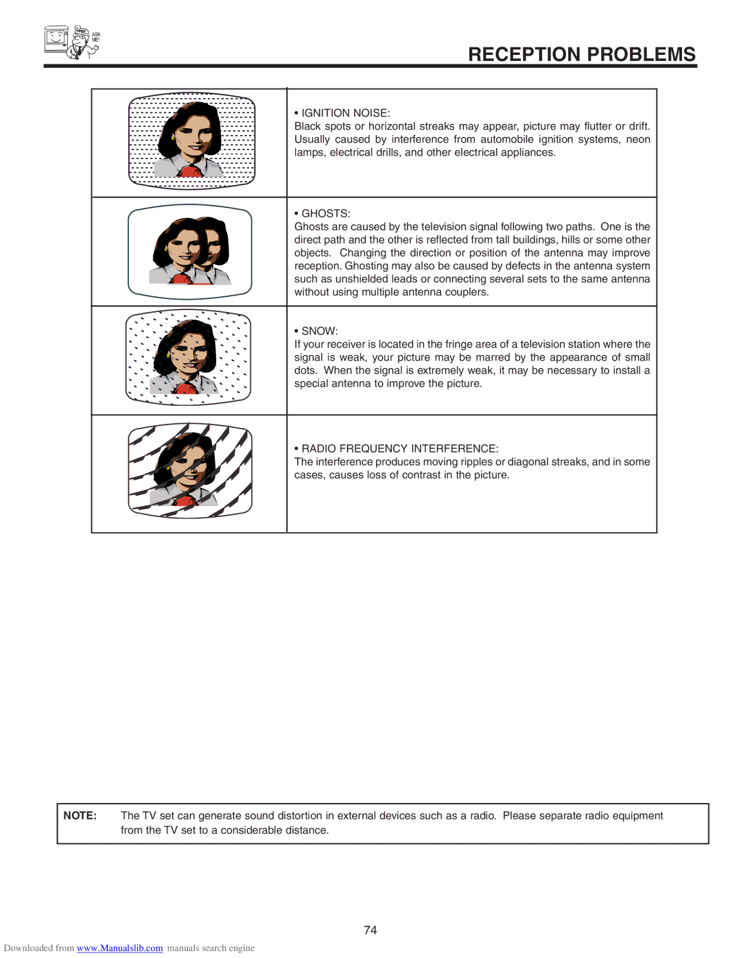 Hitachi 50VS810A, 70VS810, 60VS810A important safety instructions Reception Problems, Ignition Noise 