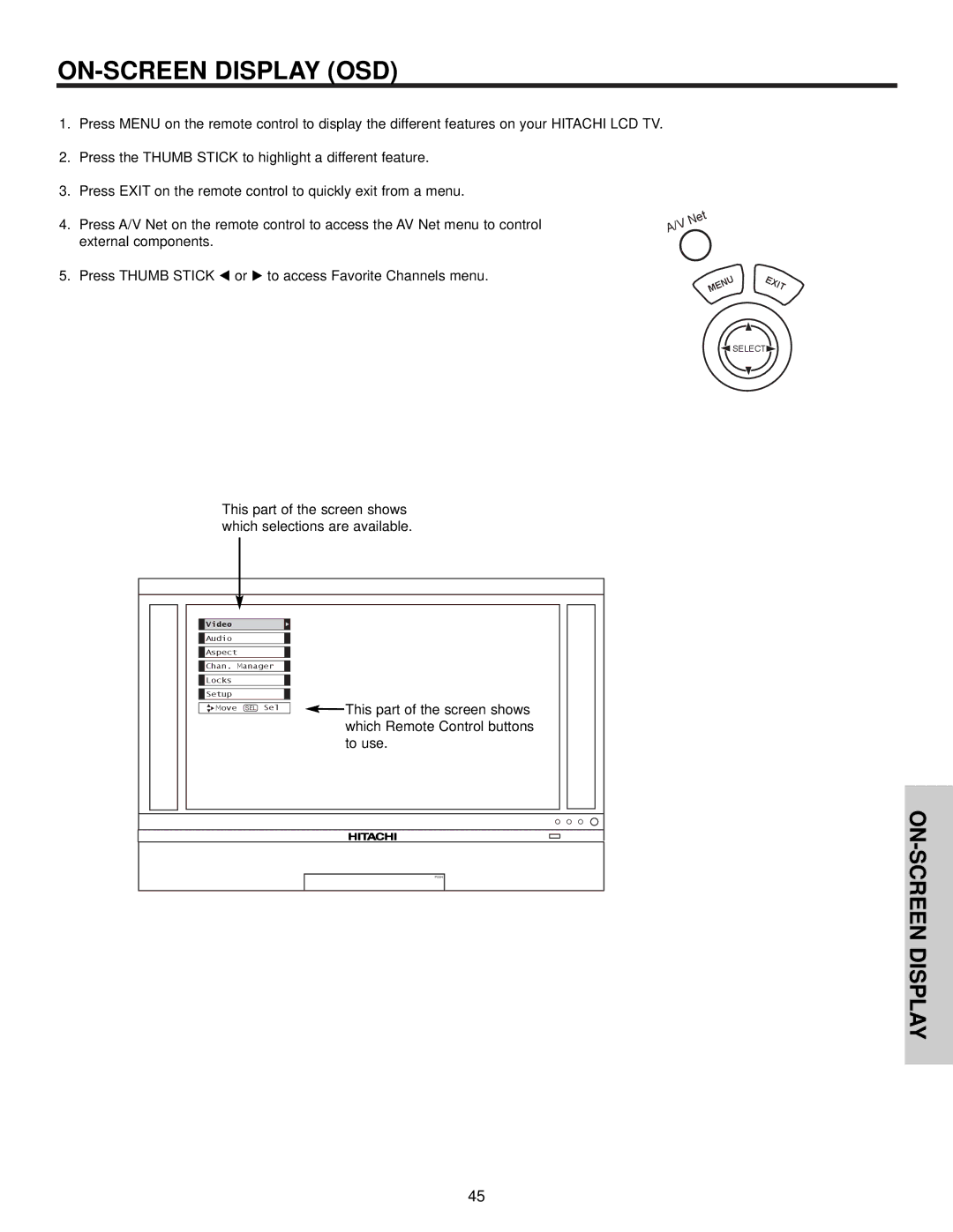 Hitachi 50VX500, 50V500A, 60VX500 important safety instructions ON-SCREEN Display OSD 