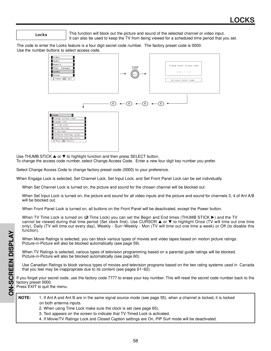 Hitachi 50V500A, 50VX500, 60VX500 important safety instructions Locks 