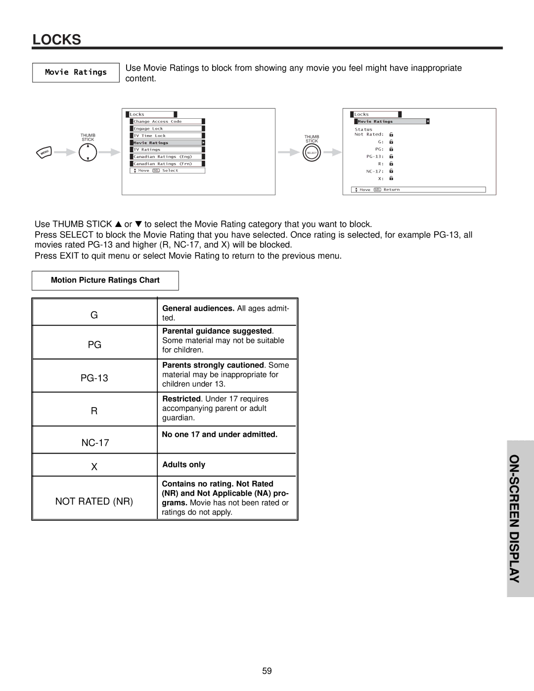 Hitachi 60VX500, 50VX500, 50V500A important safety instructions Movie Ratings 