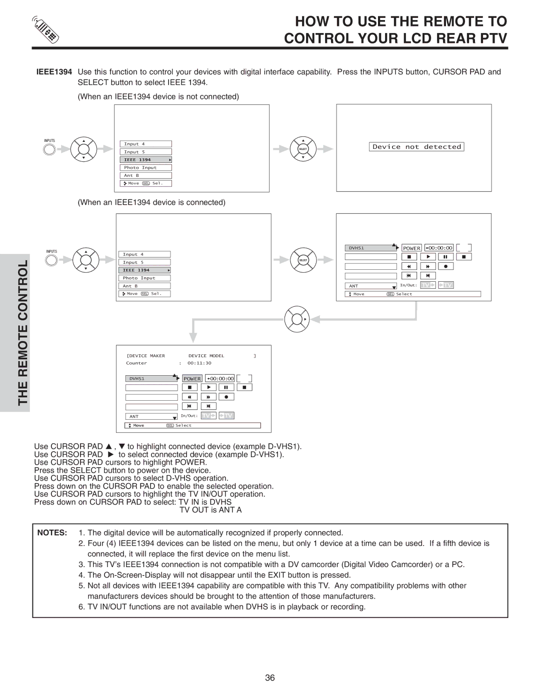 Hitachi 50VX915, 70VX915, 60VX915 important safety instructions When an IEEE1394 device is connected 