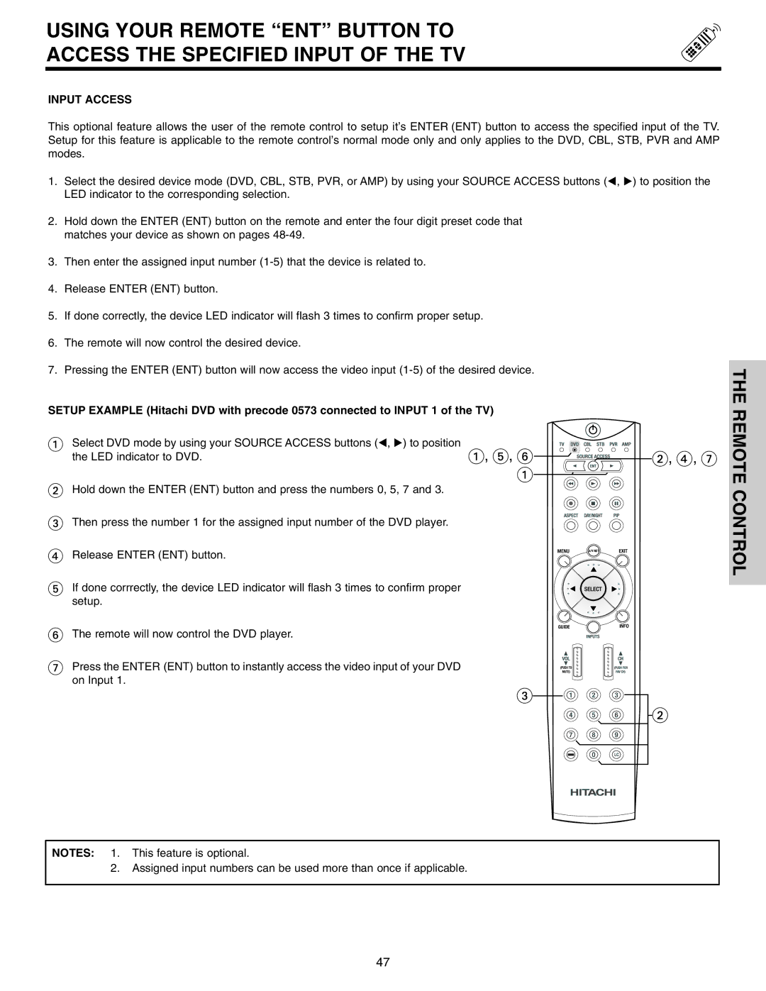 Hitachi 60VX915, 50VX915, 70VX915 important safety instructions Input Access 