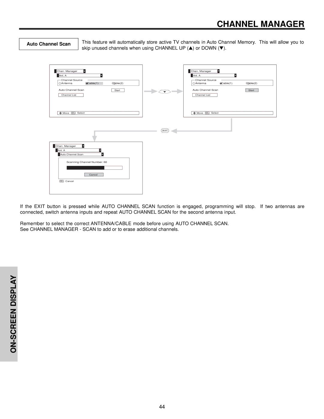 Hitachi 51F510 important safety instructions Auto Channel Scan 