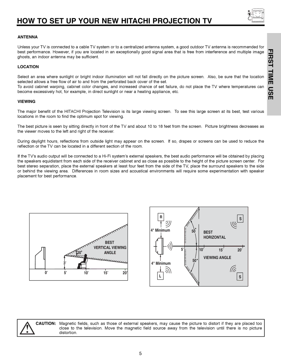 Hitachi 51F520 important safety instructions HOW to SET UP Your NEW Hitachi Projection TV 