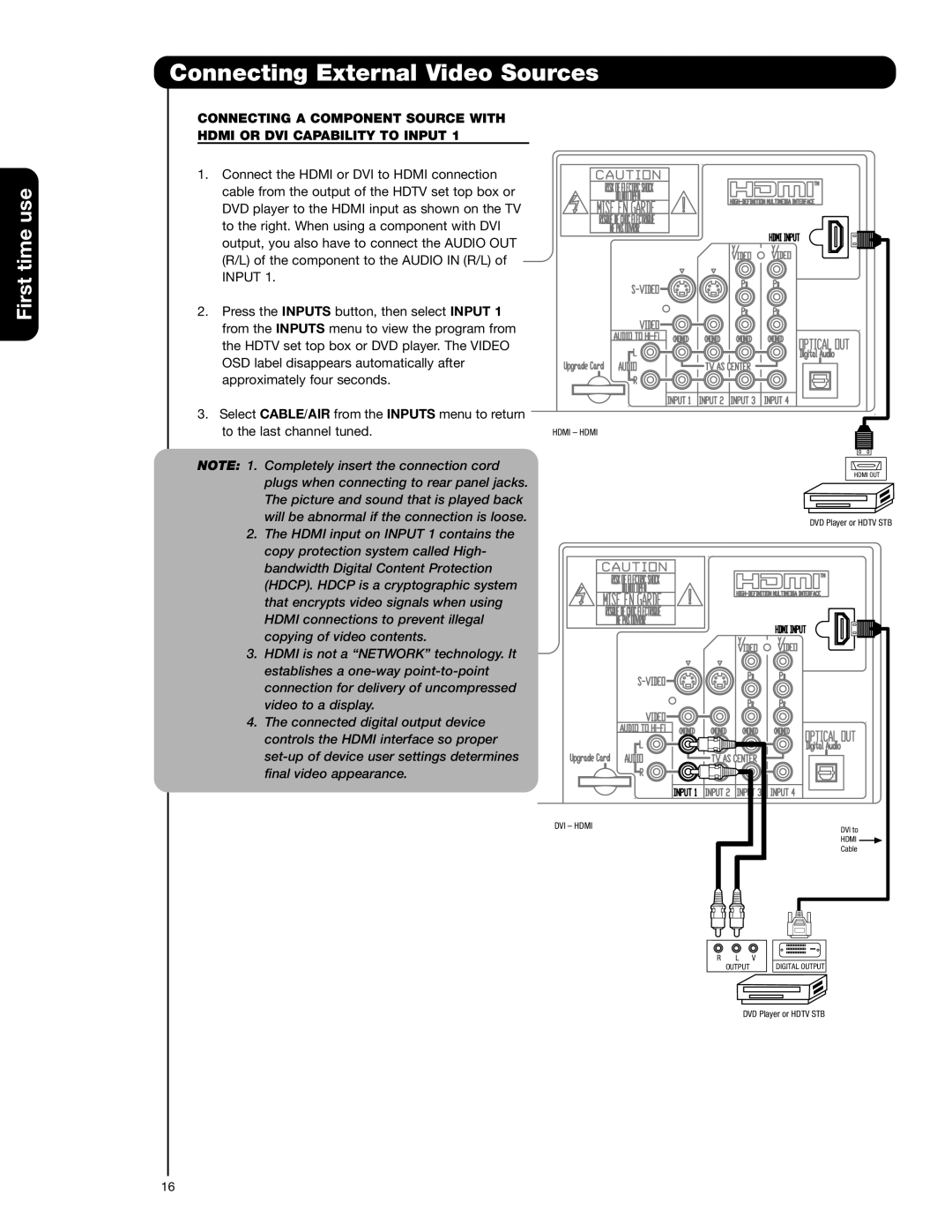 Hitachi 51F59A, 57F59J 65F59, 57F59A, 65F59A, 65F59J, 51F59J important safety instructions Completely insert the connection cord 