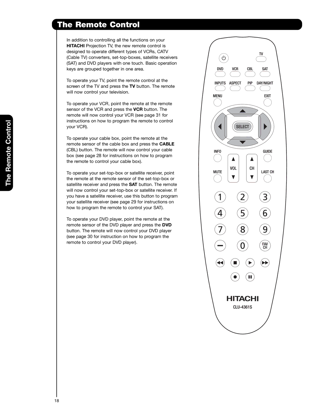 Hitachi 57F59J 65F59, 51F59A, 57F59A, 65F59A, 65F59J, 51F59J important safety instructions Remote Control 