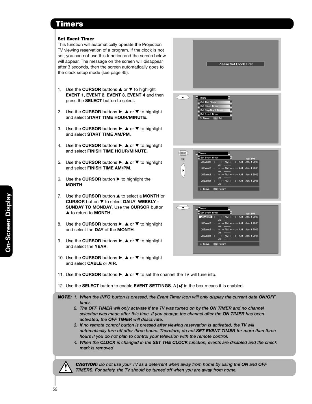 Hitachi 57F59A, 51F59A, 57F59J 65F59, 65F59A, 65F59J, 51F59J important safety instructions Month 