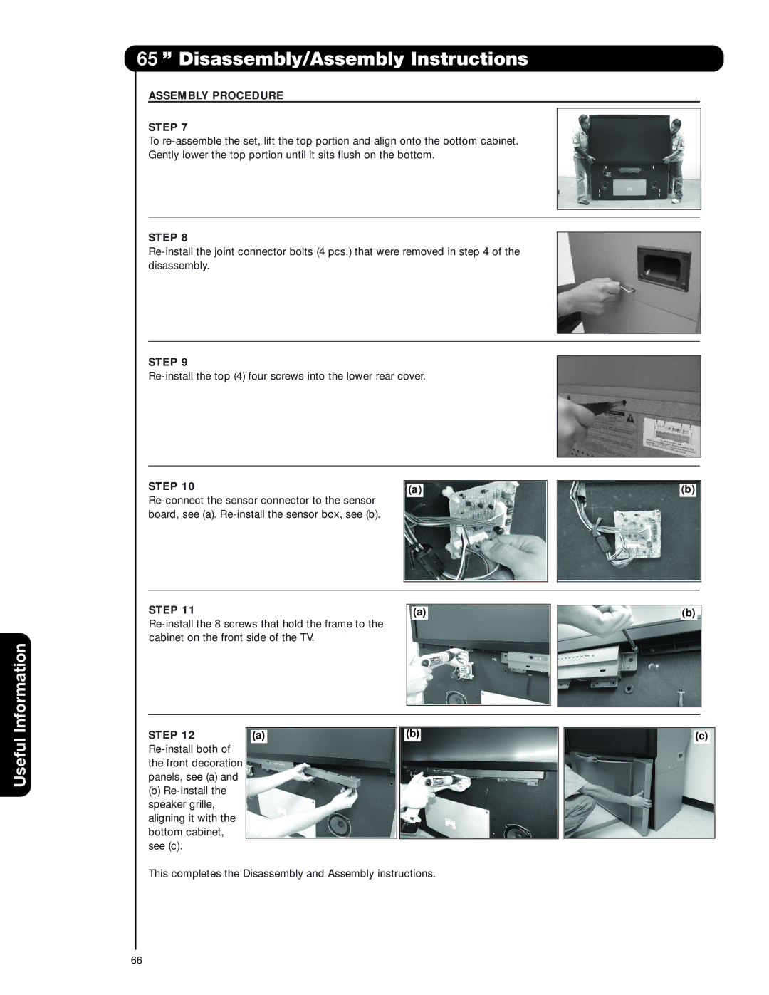 Hitachi 57F59J 65F59, 51F59A, 57F59A, 65F59A, 65F59J, 51F59J 65 65Ó Disassembly/Assemblyassembly/AssemblyÓInstructions 