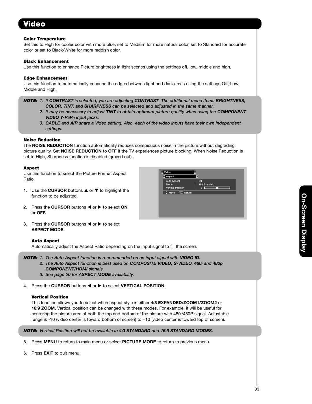 Hitachi 57F710E, 51F710A, 51F710E, 57F710A, 65F710A important safety instructions Aspect Mode 