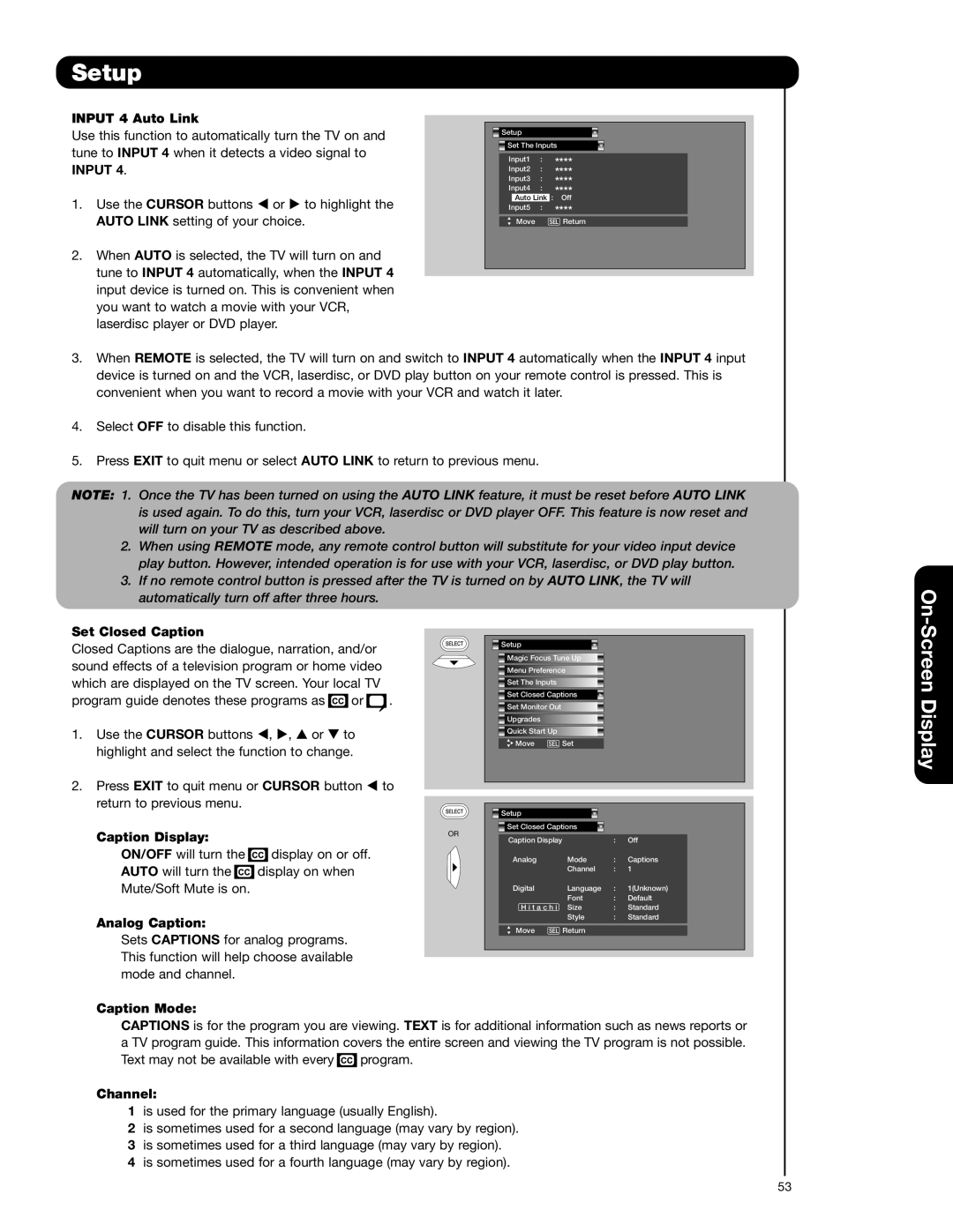 Hitachi 57F710E, 51F710A, 51F710E, 57F710A, 65F710A important safety instructions Input 