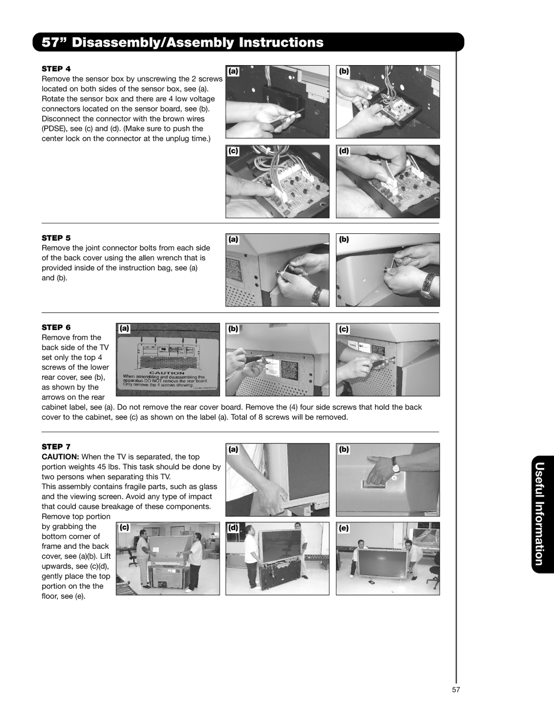 Hitachi 57F710A, 51F710A, 51F710E, 57F710E, 65F710A important safety instructions Disassembly/Assembly Instructions 