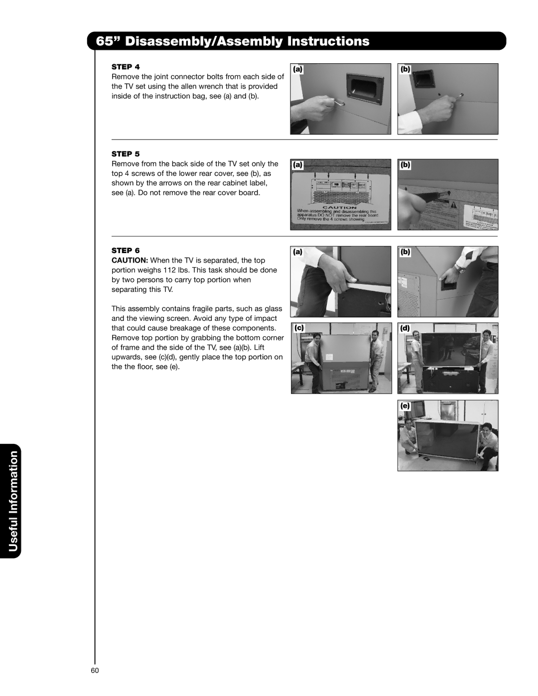 Hitachi 51F710A, 51F710E, 57F710A, 57F710E, 65F710A important safety instructions Useful Information 