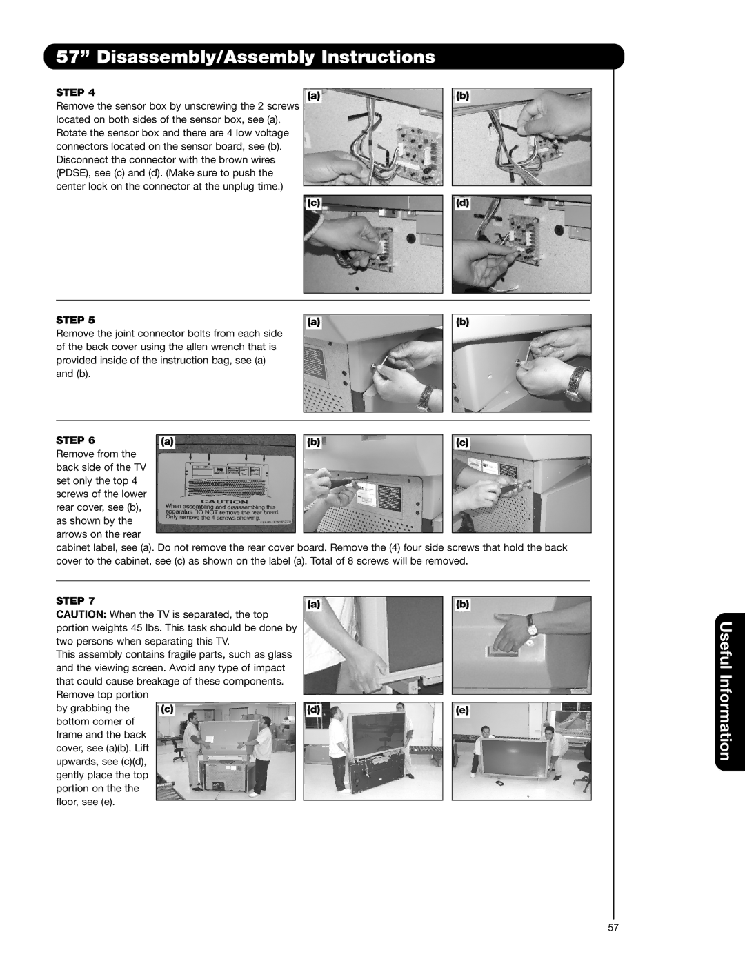 Hitachi 57F710G, 51F710G important safety instructions Disassembly/Assembly Instructions 